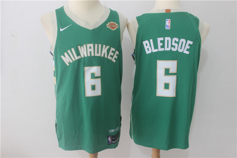 Men Milwaukee Bucks #6 Bledsoe Green Game Nike NBA Jerseys->->NBA Jersey